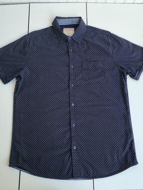 Hudson & Barrow Shirt Mens Black White Polka Dot Pocket Short Sleeve Cotton M
